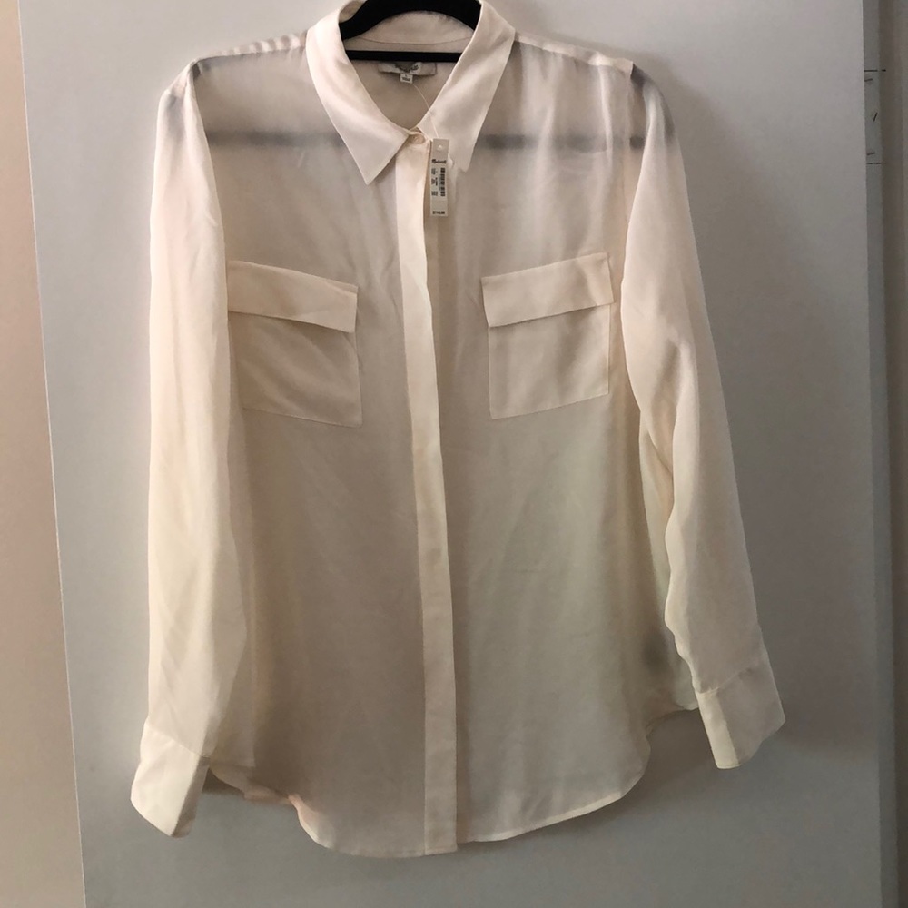 Madewell 100% silk off white  button up blouse